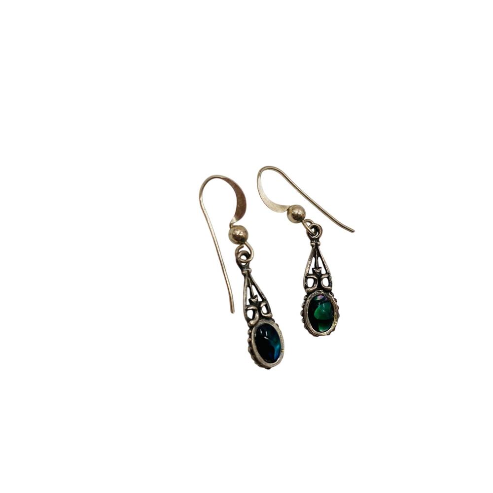 Sterling Silver Drop Dangle Gemstone Earrings - image 2